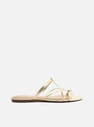 Rasteira Dourada Arezzo Flat Tiras