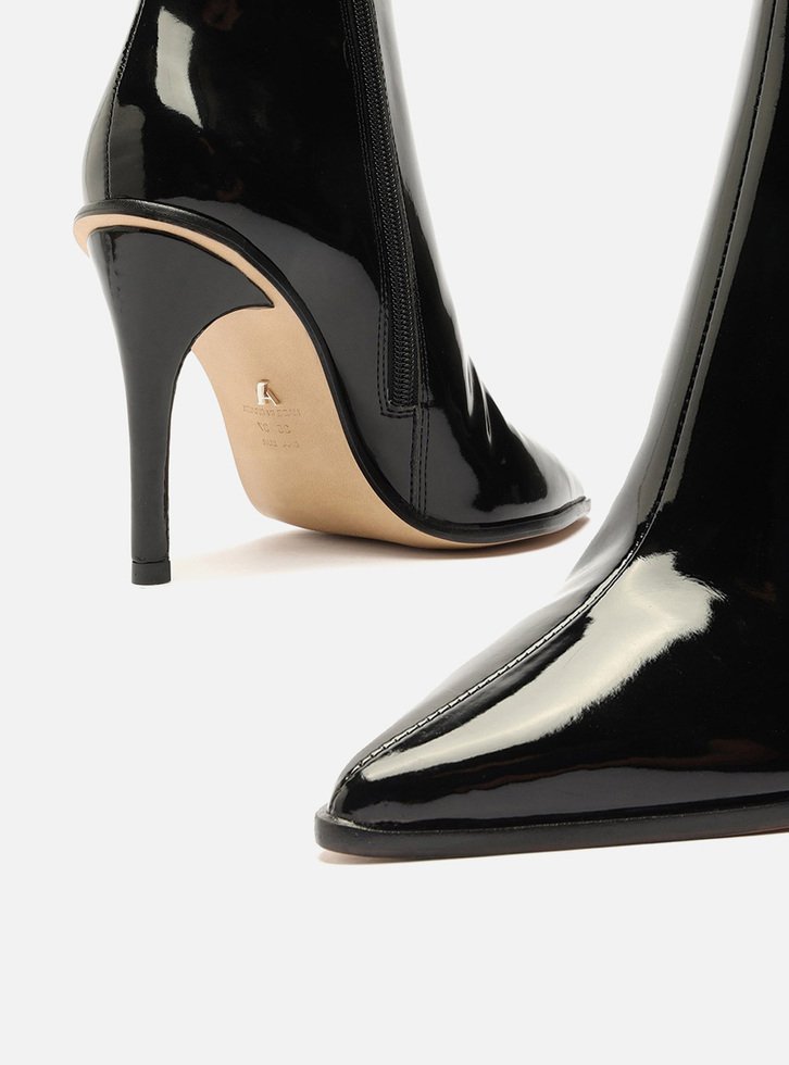 Bota Preta Arezzo Verniz Cano Curto Salto Alto Fino