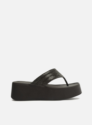 Sandália Preta Flatform Lulu Brilho Brizza