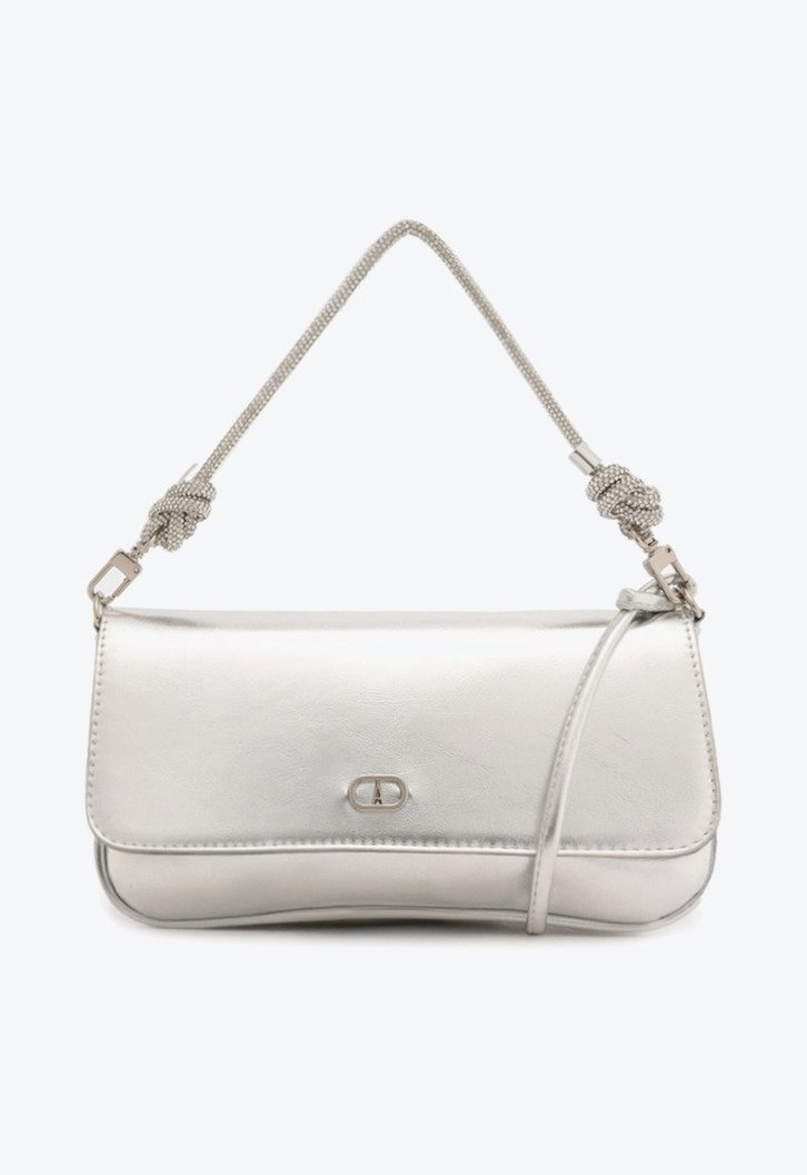 Bolsa Tiracolo Média Alça Glam Prata