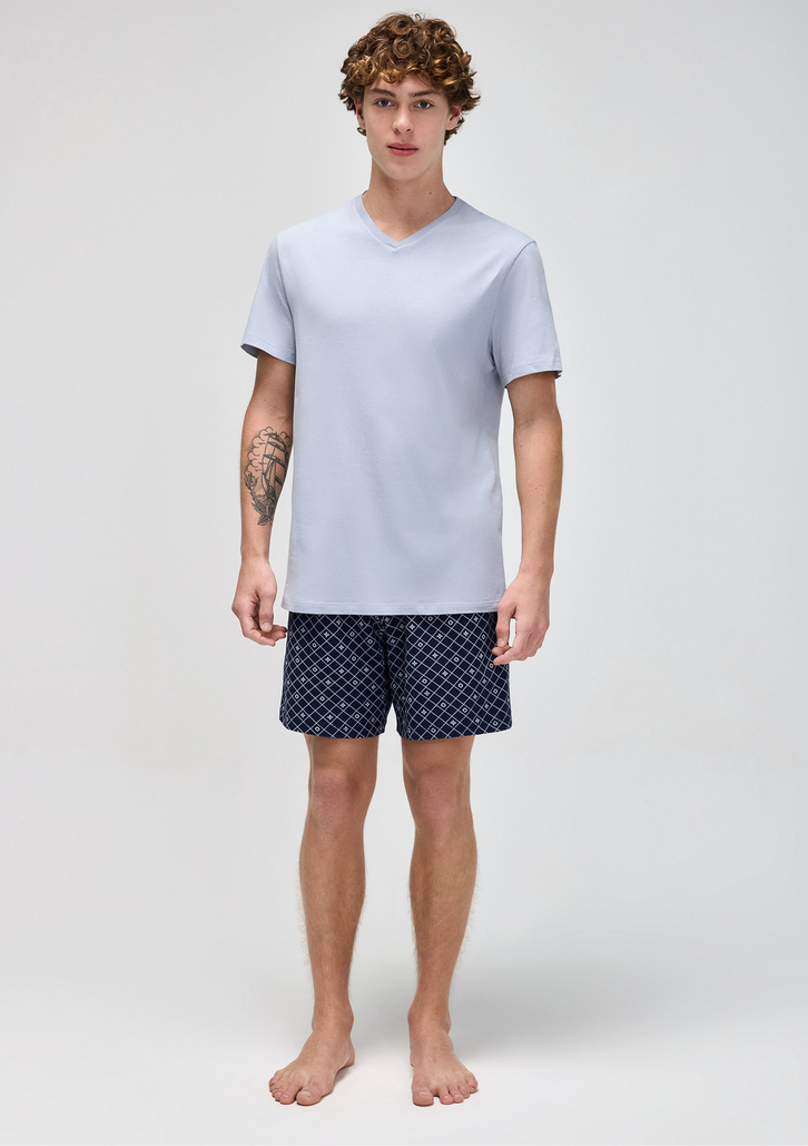 Pijama Azul Hering Masculino Curto Em Malha