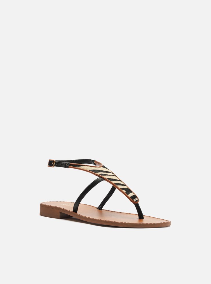 Sandália Rasteira Animal Print Tira Larga