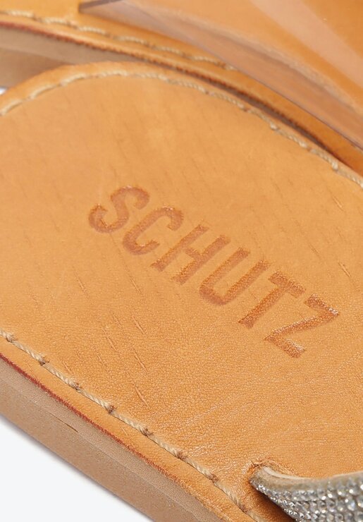 SANDÁLIA RASTEIRA BEGE SCHUTZ LOGO VINIL