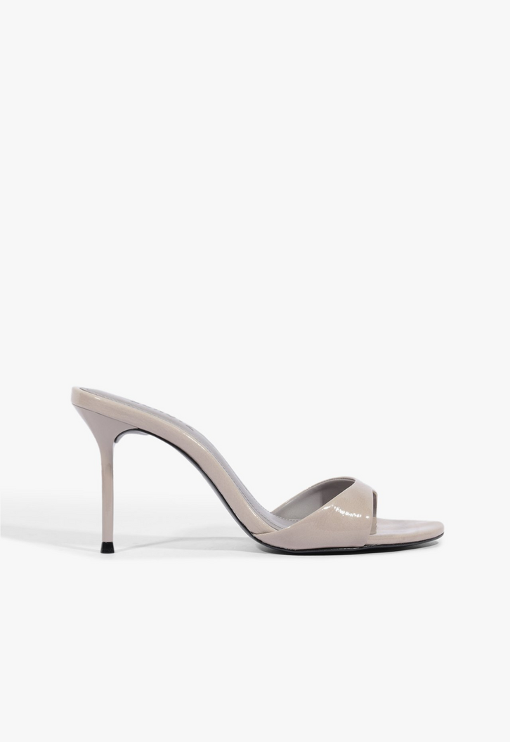 Tamanco Schutz Mule Sally Couro Cinza