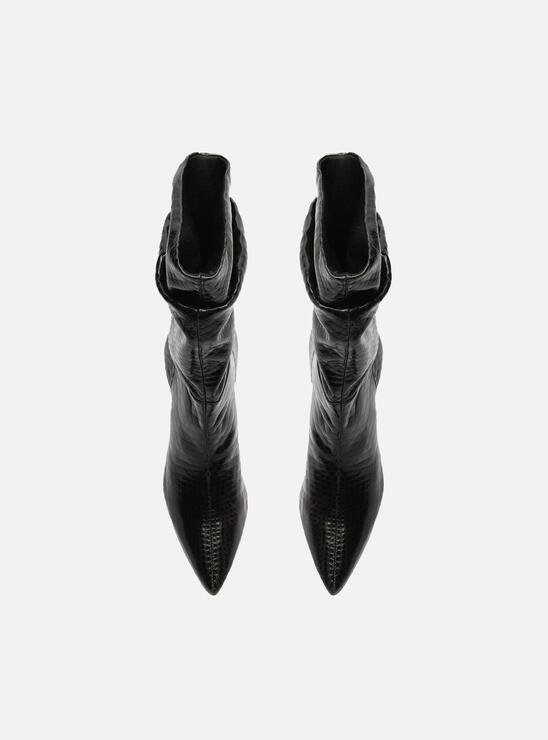 BOTA SNAKE PRETA AREZZO SALTO ALTO FINO SLOUCHY