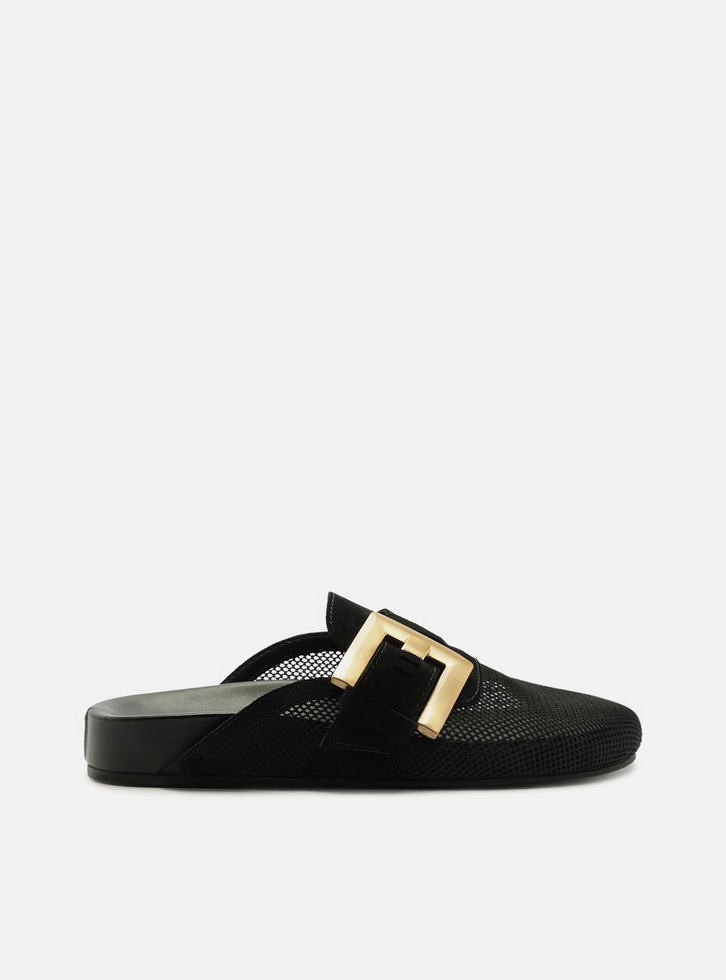 Mule Clog Preta Tela Fivela | ZZ MALL