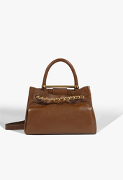 Bolsa Mini Tote Crush Couro Marrom