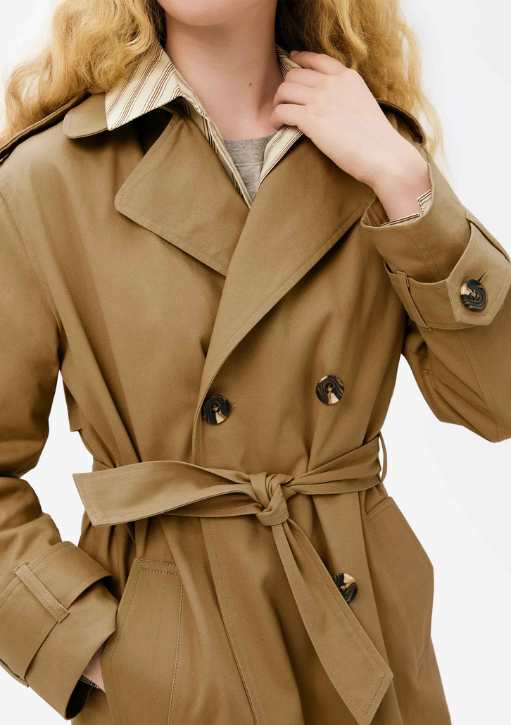 Casaco Trench Coat Marrom Hering Feminino