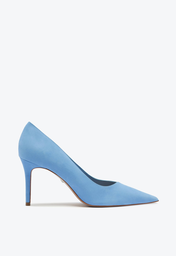 Sapato Scarpin Azul Claro Schutz Salto Médio Ines Camurça