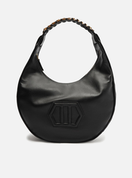 Bolsa Hobo Preta Arezzo Couro Média Monograma