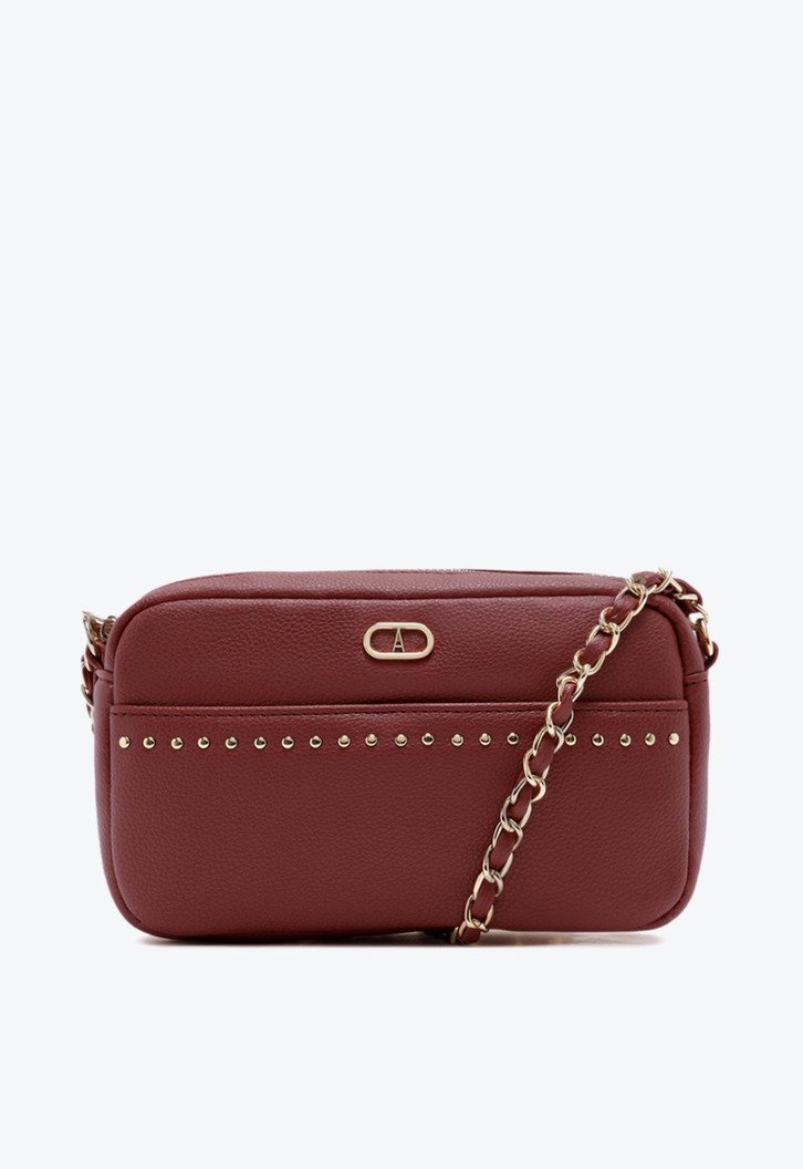 Bolsa Tiracolo Pequena Tachas Vermelha