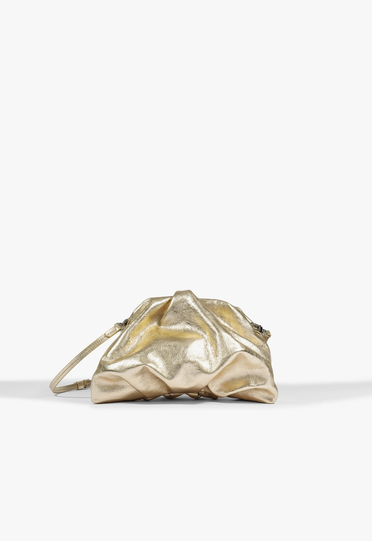 小物 u Bolsa Dourada Schutz Avril Média Couro | ZZ MALL