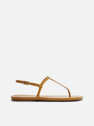 Sandália Rasteira Mostarda Tiras Slim Básica