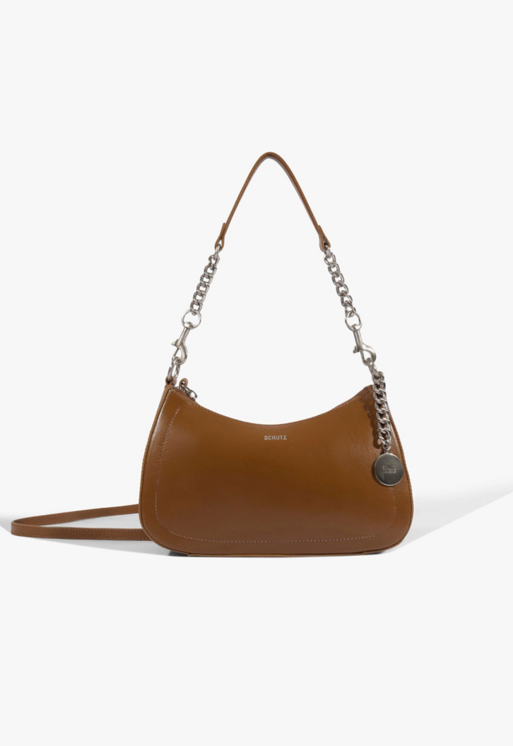 Bolsa Schutz Elowen Shoulder Média Couro Marrom | ZZ MALL