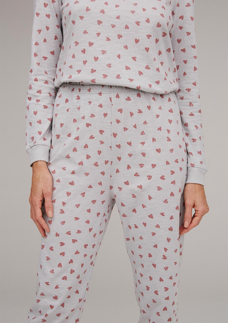 Pijama Cinza Hering Longo Estampado Em Malha Flamê