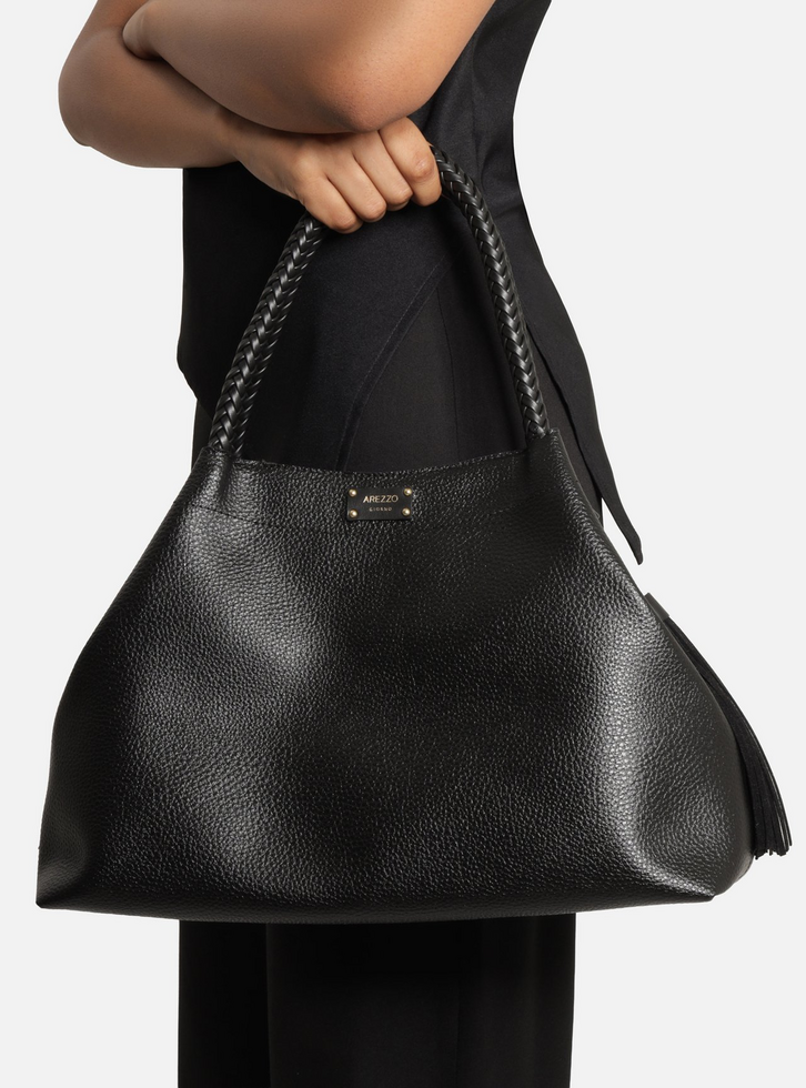 Bolsa Tote Preta Grande Tressê