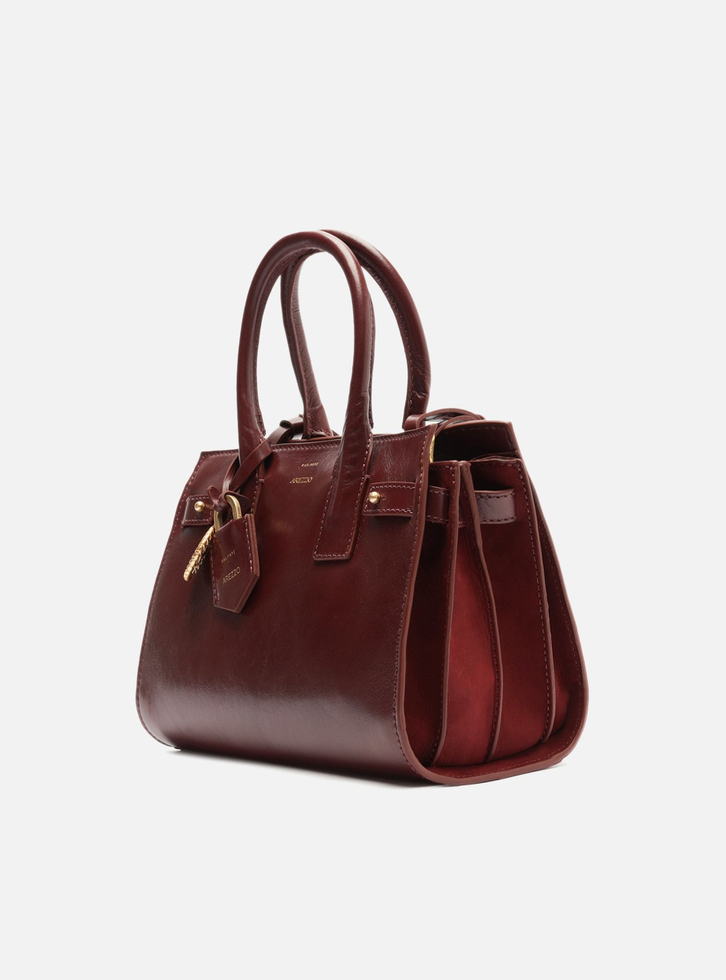 Bolsa Tote Vinho Couro  Média