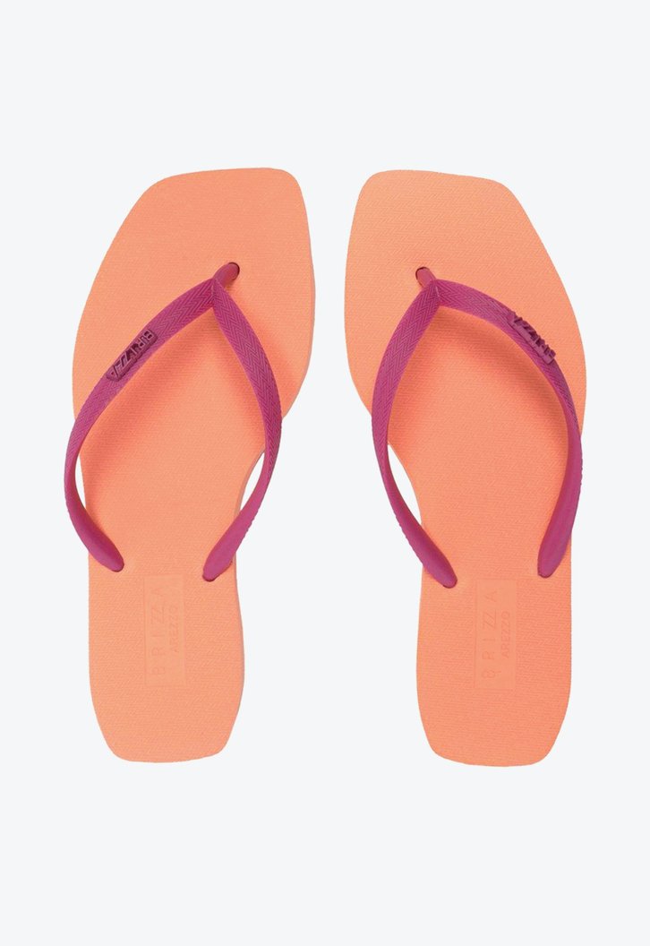 Chinelo De Dedo Laranja Roxo Brizza Bico Quadrado