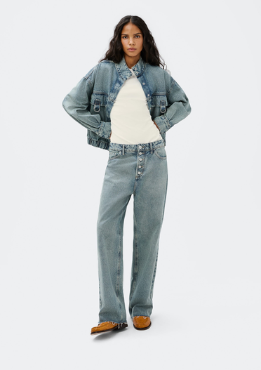 Calça Jeans Azul Hering Reta Cintura Média
