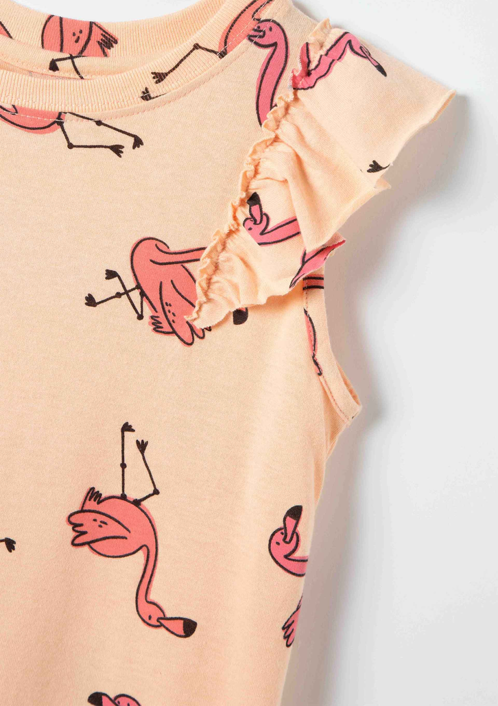 Camisola Laranja Hering Infantil Feminina Mangas Com Babados + Scrunchie