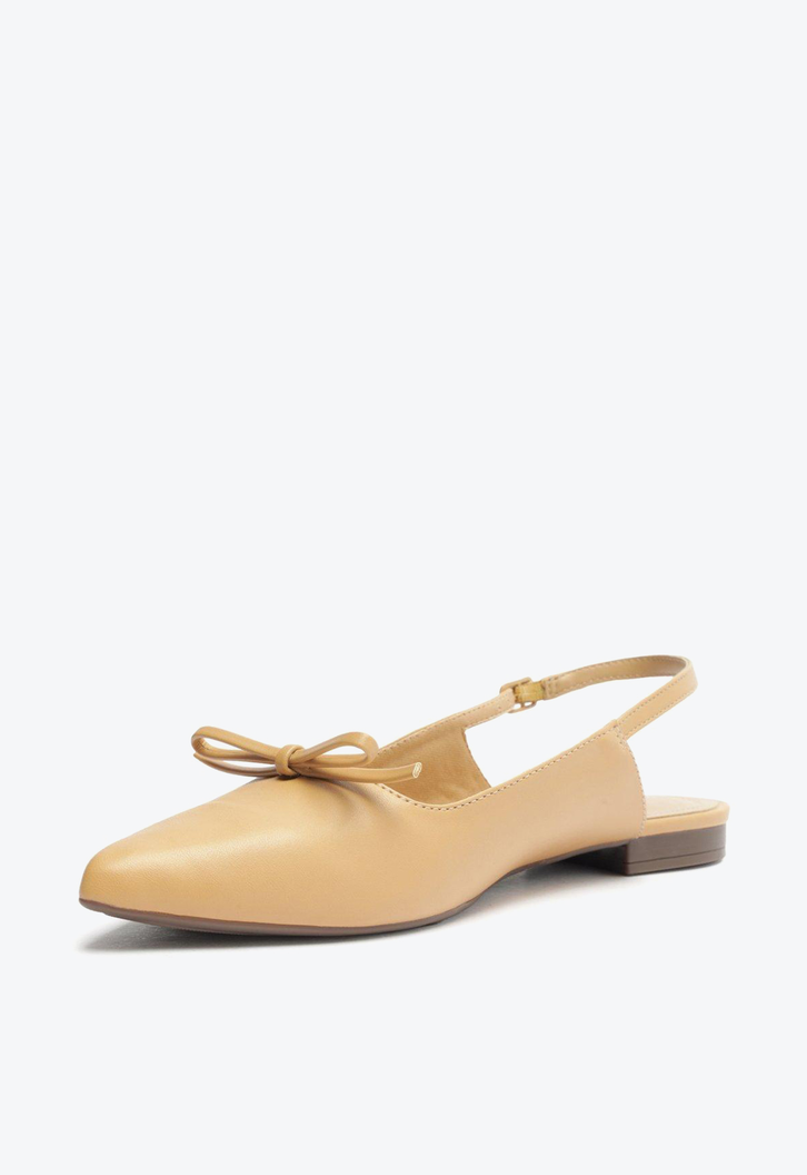 Sapatilha Nude Anacapri Slingback Bico Fino Laço