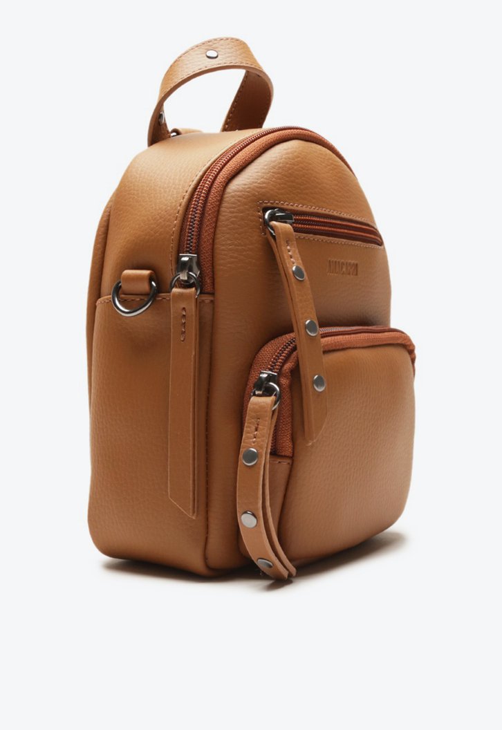 Mini Mochila Marrom Zíper