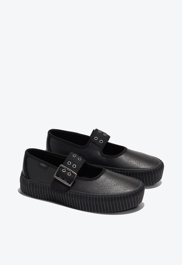Tênis Mary Jane Creeper Grunge Core Black Leather
