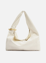 Bolsa Hobo Branca Arezzo Couro Grande Metal