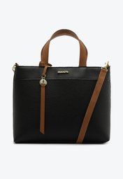 Bolsa Tote Preta Anacapri Média Alça Marrom Bag Charm