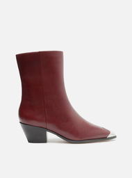 Bota Vinho Arezzo Couro Cano Curto West Cap Toe Metal