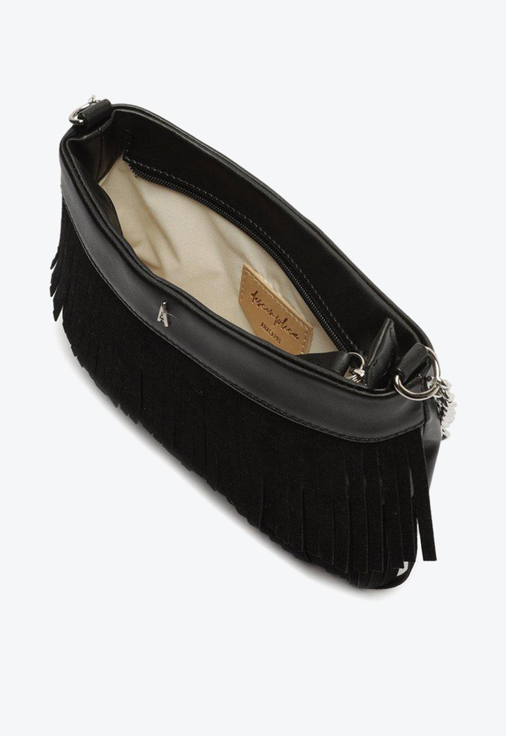 Bolsa Tiracolo Preta Anacapri Franjas Pequena