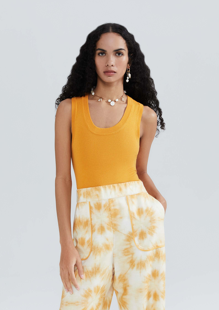 Regata Laranja Hering Feminina Slim Decote U Em Tricô De Viscose