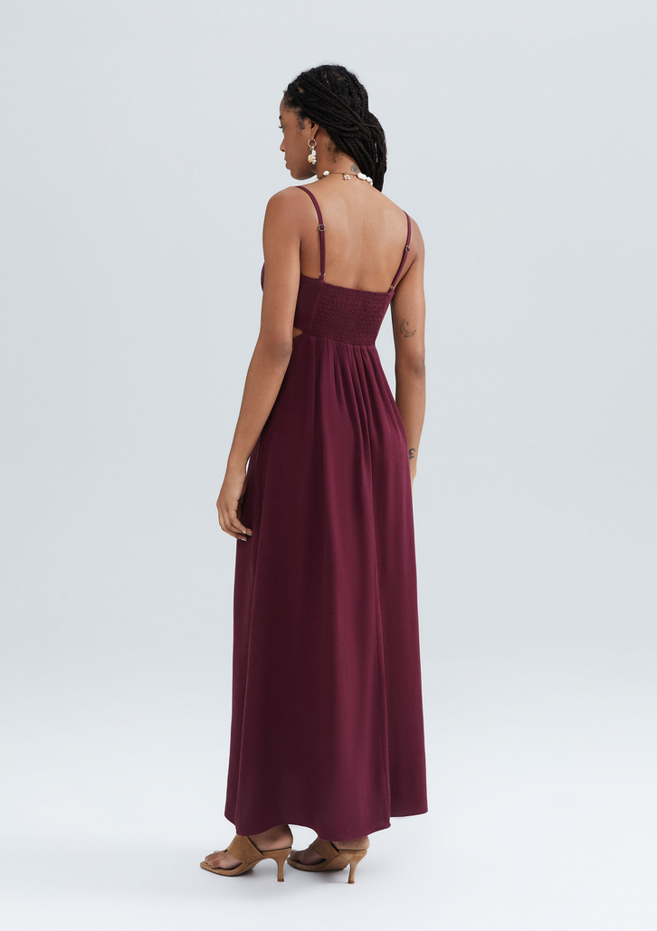 Vestido Vinho Hering Midi Cut Out