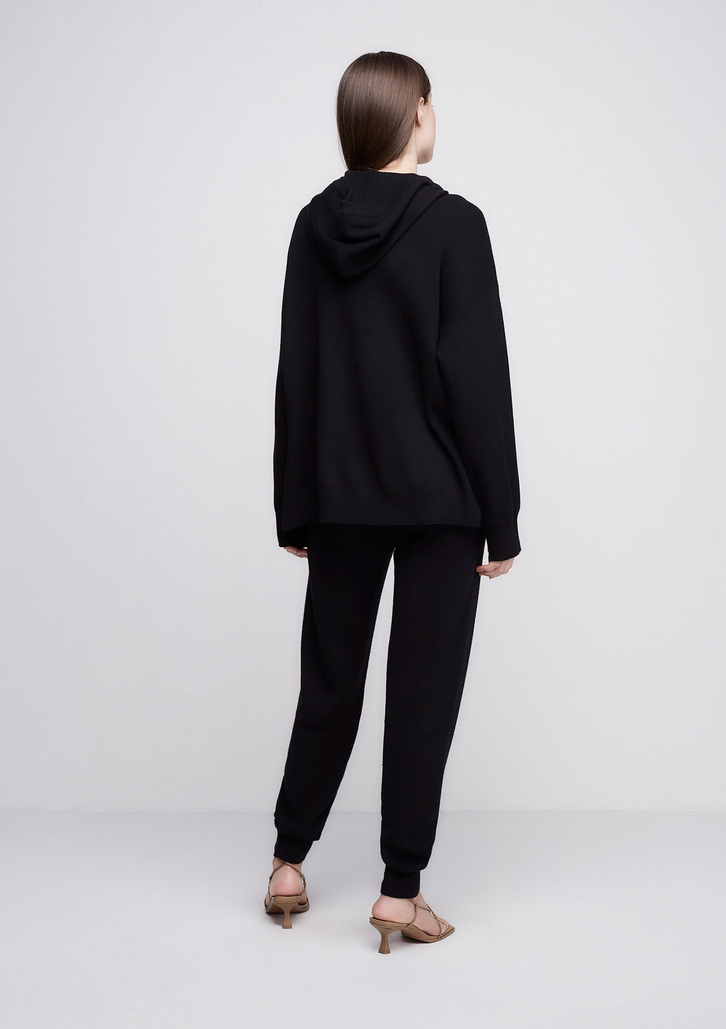Blusão Preto Dzarm Oversized Em Tricô Com Capuz