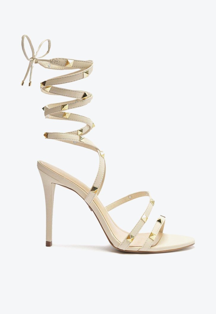 Sandália Gladiadora Off-White Arezzo Couro Salto Fino Ella