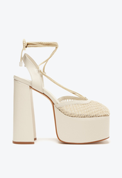 Sandália Plataforma Branca Schutz Espadrille Tela