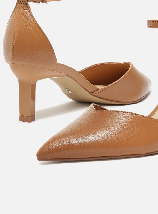 SCARPIN MARROM AREZZO COURO SALTO FINO SLINGBACK