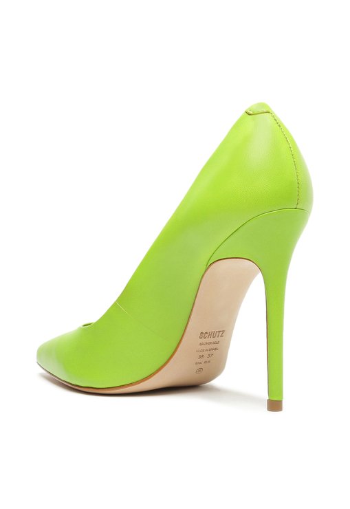 Sapato Scarpin Salto Alto Couro Verde