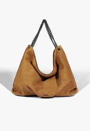 Bolsa Maxi Hobo Aryen Camurça Marrom Clara