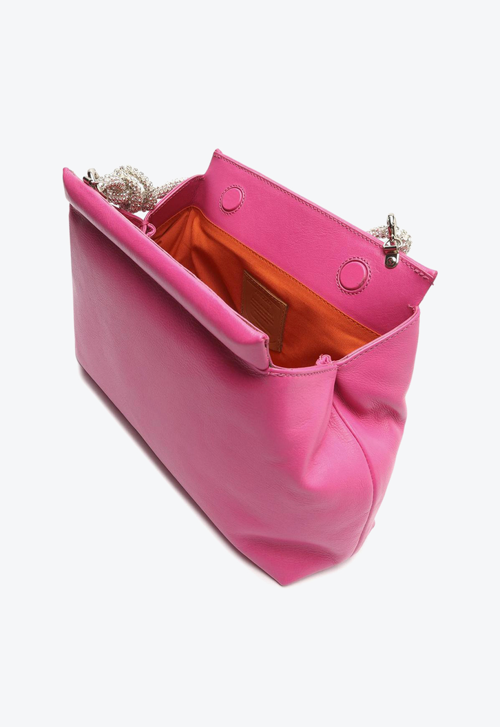 Clutch Rosa Arezzo Couro Leona Pequena