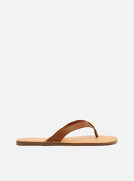 Sandália Rasteira Marrom Arezzo Couro Tiras Spike