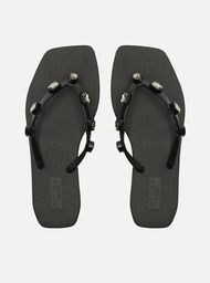 Chinelo de Dedo Preto Square Diamond