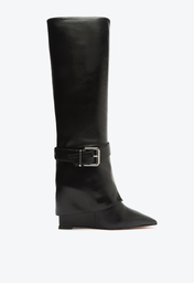 Bota Preta Schutz Cano Alto Anabela Jordan Up Couro