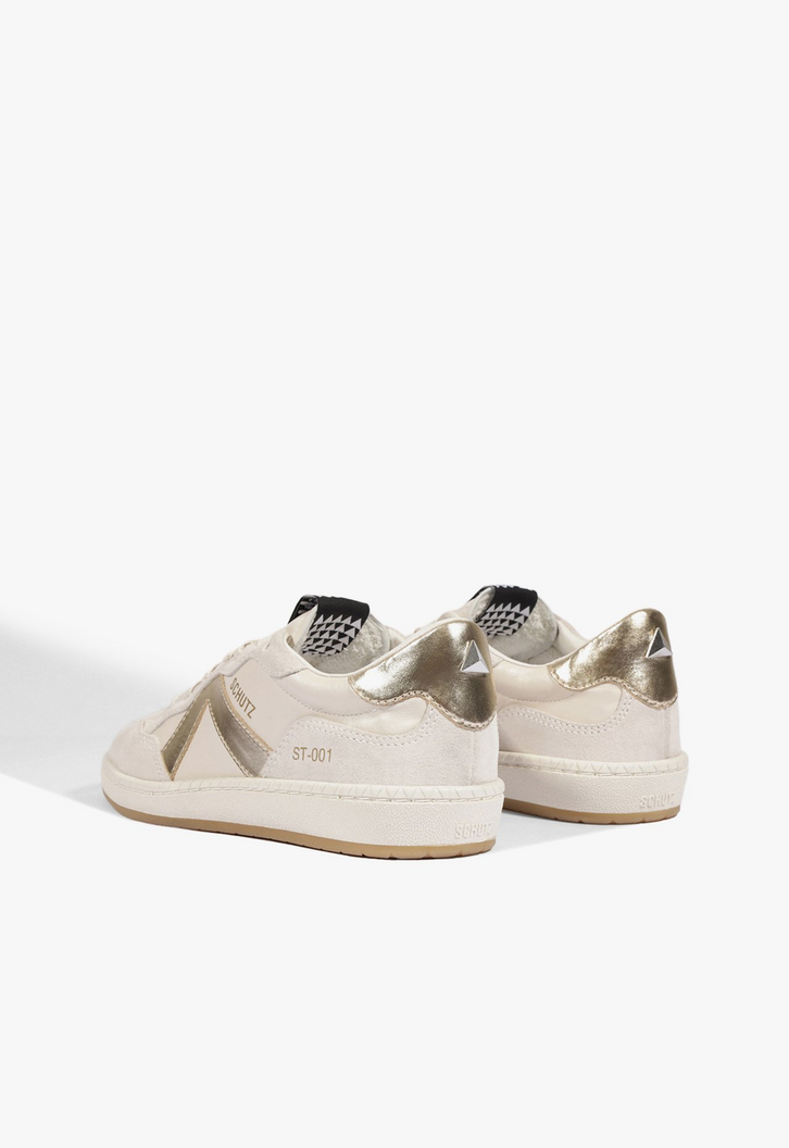Tênis ST 001 Couro Off White e Dourado | ZZ MALL