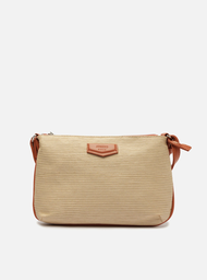 Bolsa Tiracolo Natural Laranja Arezzo Ráfia Pequena