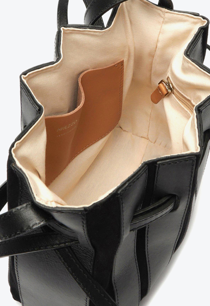 Bolsa Bucket Preta Arezzo Couro Parioli Pequena