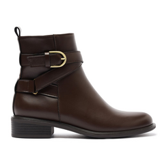 Bota Cano Curto Fivela Marrom Coffee