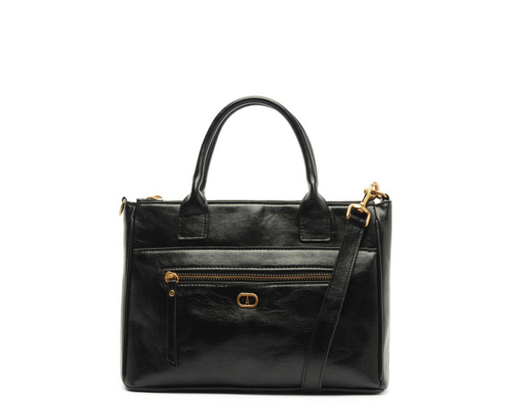 Bolsa Tote Média Bolso Frontal Detalhe Preta | ZZ MALL