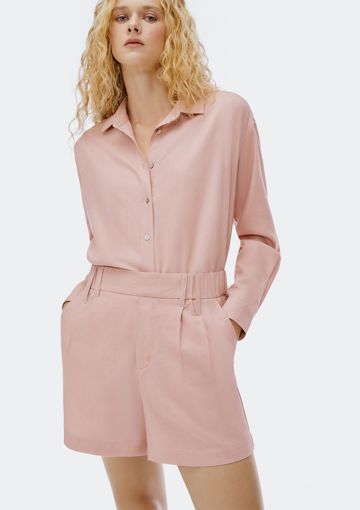 Shorts Rosa Hering De Alfaiataria Em Linho