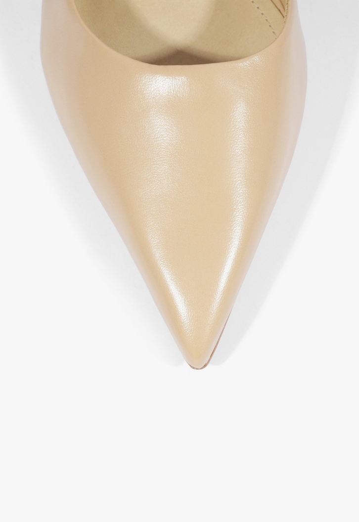 SAPATO SCARPIN LENA LOW COURO BEGE